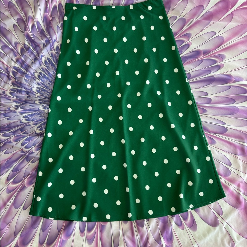 J.Crew Green Polka Dot Skirt